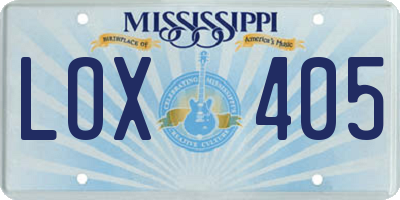 MS license plate LOX405