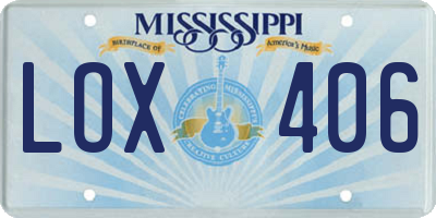 MS license plate LOX406