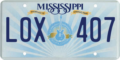 MS license plate LOX407