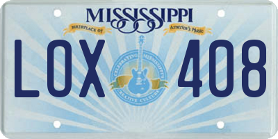 MS license plate LOX408