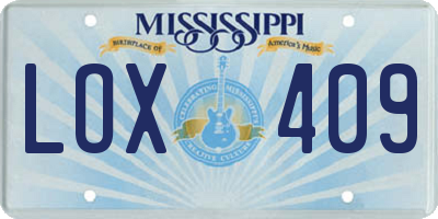 MS license plate LOX409
