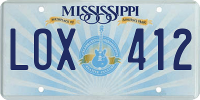 MS license plate LOX412