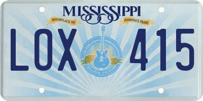 MS license plate LOX415