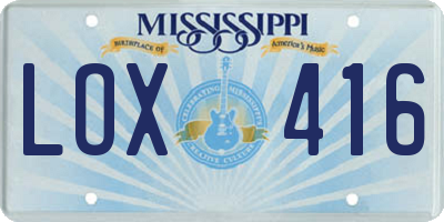 MS license plate LOX416