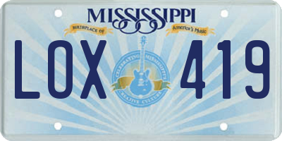 MS license plate LOX419