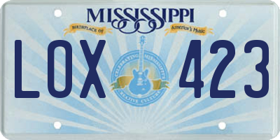 MS license plate LOX423