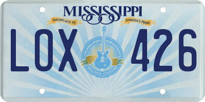 MS license plate LOX426