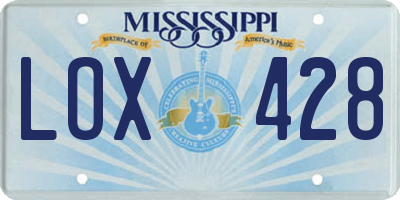 MS license plate LOX428