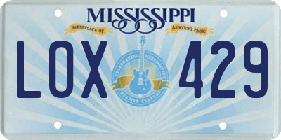 MS license plate LOX429