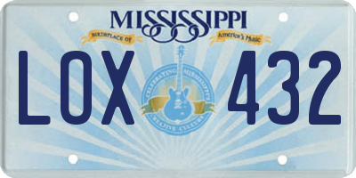 MS license plate LOX432