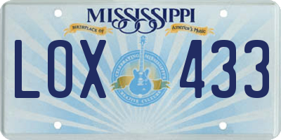 MS license plate LOX433