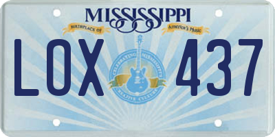MS license plate LOX437