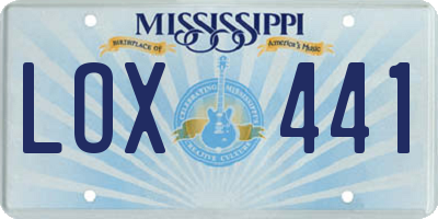 MS license plate LOX441
