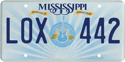MS license plate LOX442
