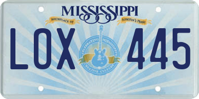 MS license plate LOX445
