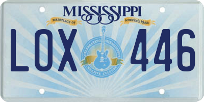 MS license plate LOX446