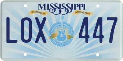 MS license plate LOX447