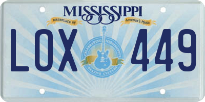 MS license plate LOX449
