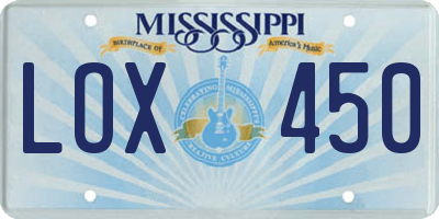 MS license plate LOX450