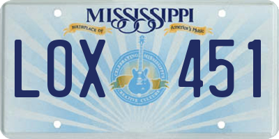 MS license plate LOX451