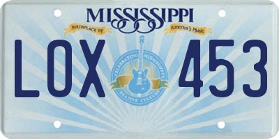 MS license plate LOX453
