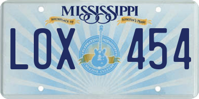 MS license plate LOX454