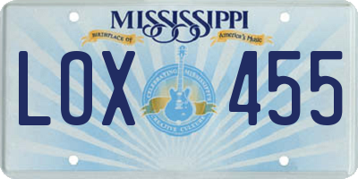 MS license plate LOX455