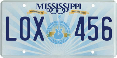 MS license plate LOX456