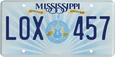MS license plate LOX457