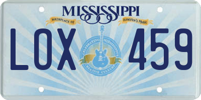 MS license plate LOX459