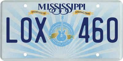MS license plate LOX460
