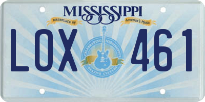 MS license plate LOX461