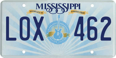 MS license plate LOX462