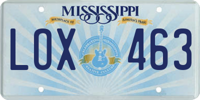 MS license plate LOX463