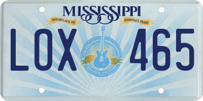 MS license plate LOX465