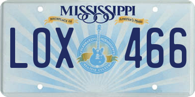 MS license plate LOX466