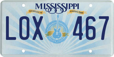 MS license plate LOX467
