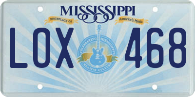 MS license plate LOX468