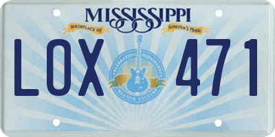 MS license plate LOX471