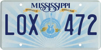MS license plate LOX472
