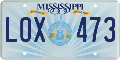 MS license plate LOX473