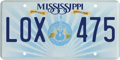 MS license plate LOX475