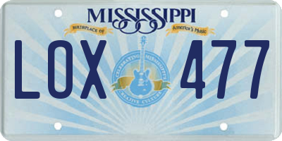 MS license plate LOX477