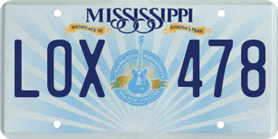 MS license plate LOX478
