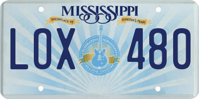 MS license plate LOX480