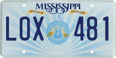 MS license plate LOX481