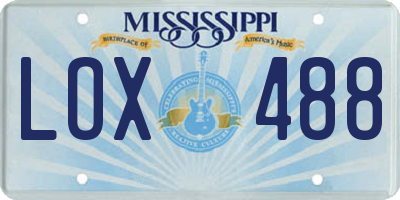 MS license plate LOX488