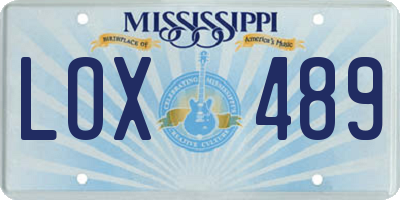 MS license plate LOX489