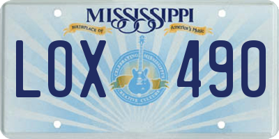 MS license plate LOX490