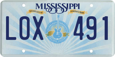 MS license plate LOX491